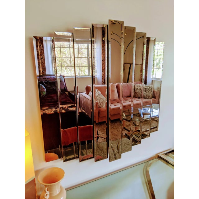 Mid Century Amber Smoked Waterfall Mirror For Sale - Image 4 of 6