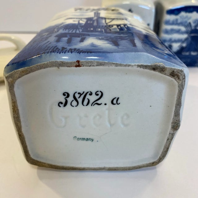 Vintage German Inge & Dutch Delft Blue and White Ceramic Canister Set, 3 Pieces For Sale - Image 11 of 12
