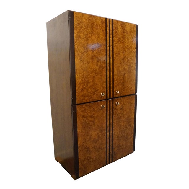 Contemporary Hickory White Briar Collection Burled Walnut Contemporary Modern / Art Deco 42″ Storage Armoire For Sale - Image 3 of 8