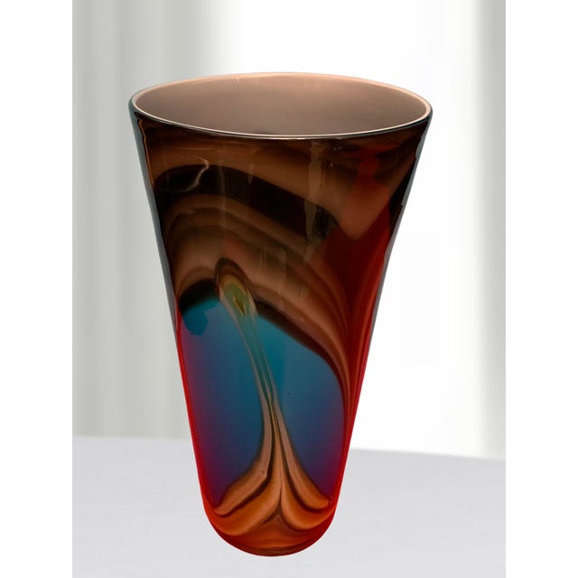 Art Glass Vase Earthy Multicolor Swirled Vase For Sale - Image 10 of 18