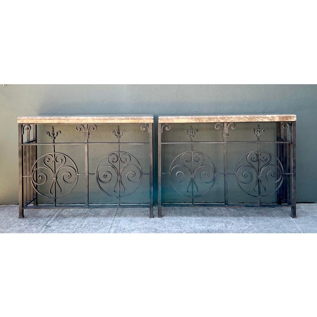 Vintage Wrought Iron Gate Console Table For Sale - Image 11 of 12