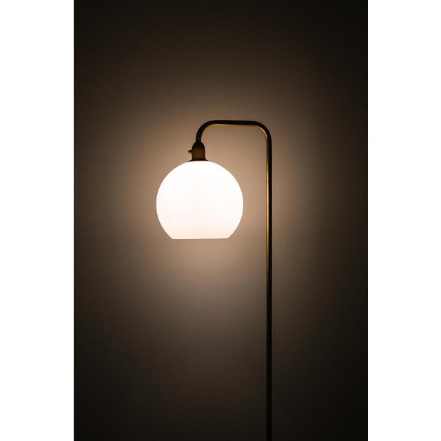Floor Lamp in Brass and Opaline Glass, 1950s For Sale - Image 4 of 8