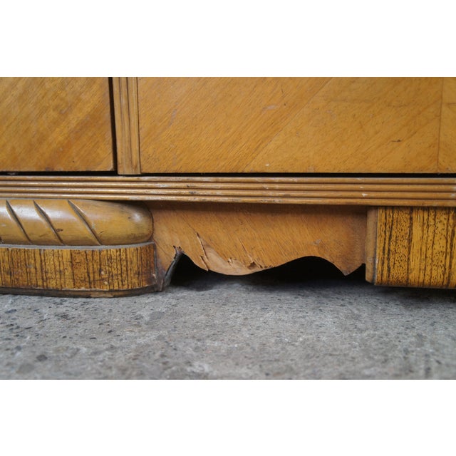 Vintage Art Deco Waterfall Walnut Chifferobe Secretary Desk Dresser Armoire For Sale - Image 10 of 18