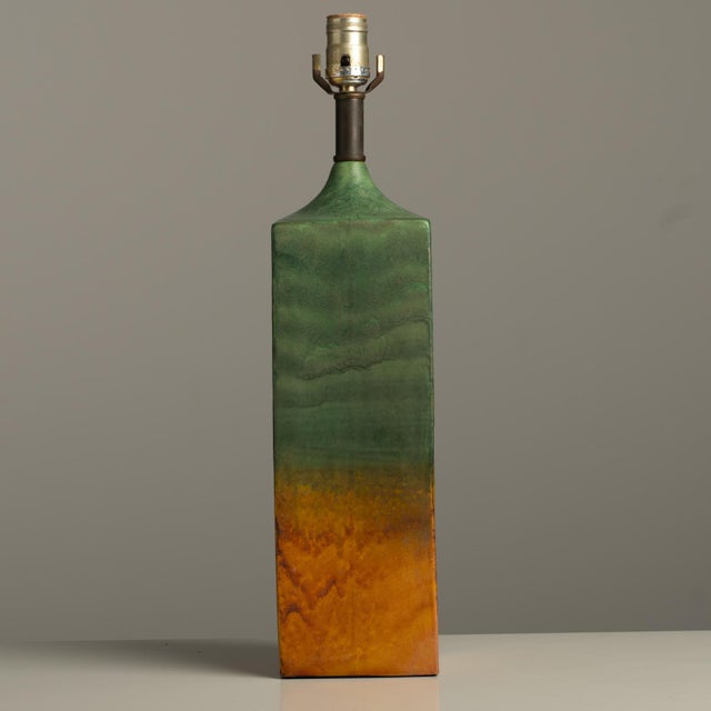 1950s Outstanding all original signed large ceramic studio pottery lamp base by Marcello Fantoni. Overall gorgeous glaze...