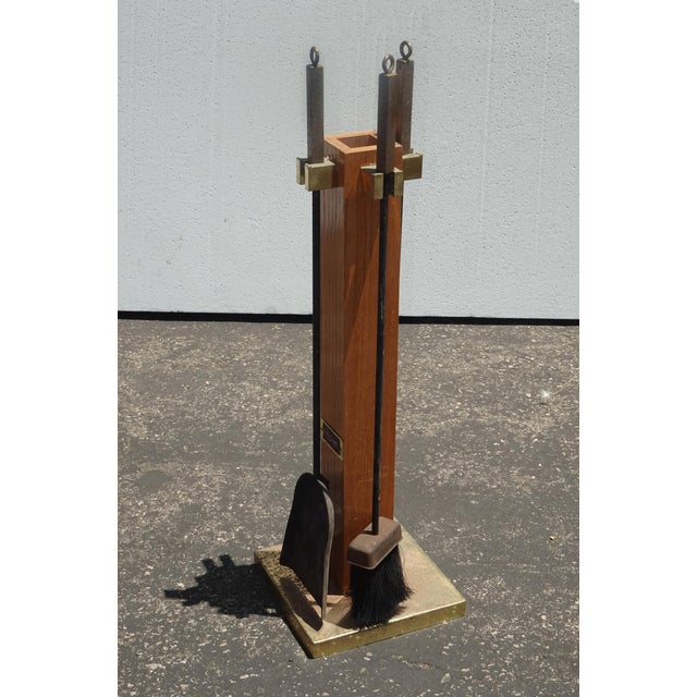 1970s Vintage French Country Set of Three Fireplace Tools W Wood Stand For Sale - Image 5 of 9