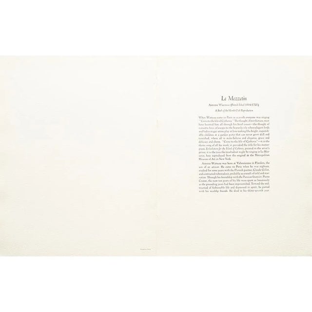 1950s After Antoine Watteau "Le Mezzetin", Full-Color Vintage Print For Sale In Dallas - Image 6 of 10