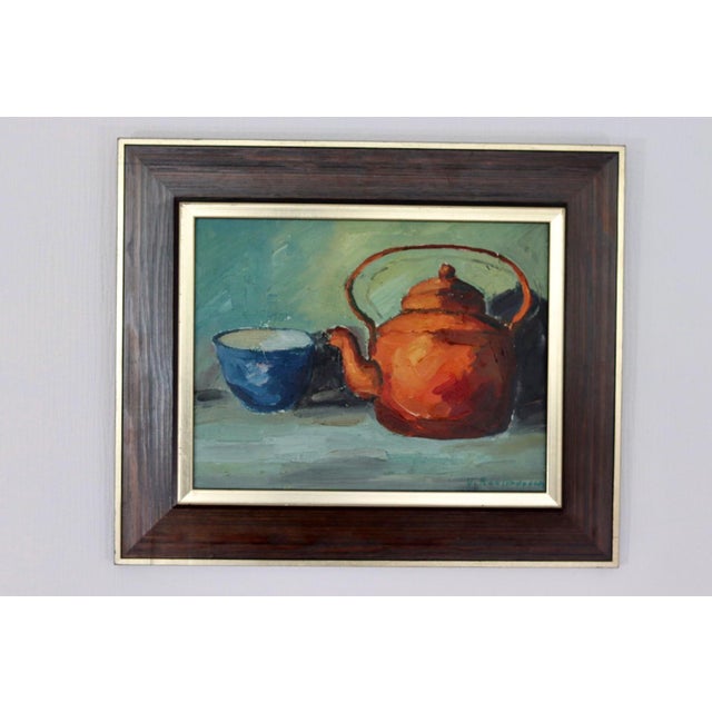 Viktor Rasmussen, Kettle and Mug, 1960s, Oil on Canvas, Framed For Sale - Image 7 of 13