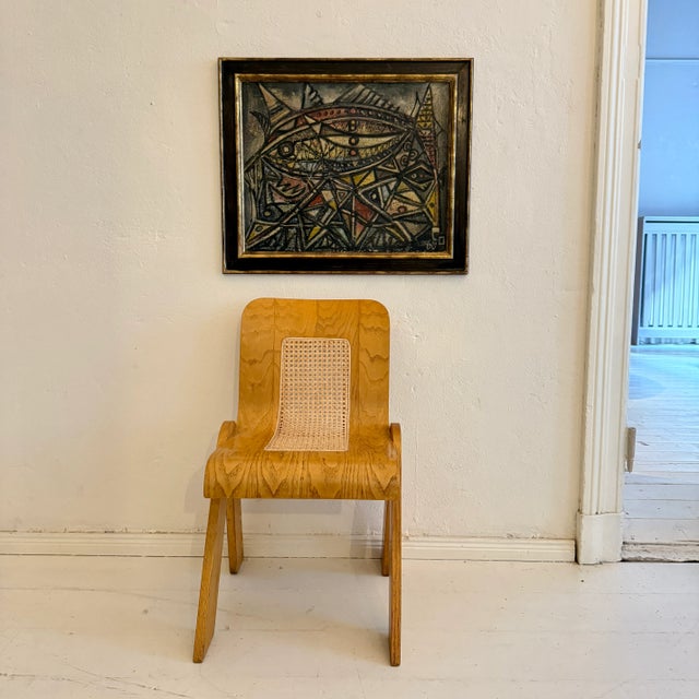 French Artist, Abstract Geometric Composition with Bold Lines, 1968, Chalk & Acrylic, Framed For Sale - Image 9 of 10