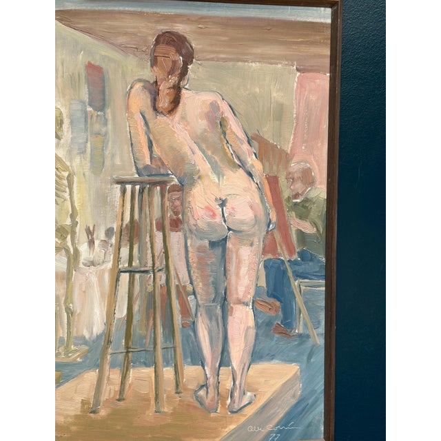 Olle C, Female Model in the Studio, 1977, Oil Painting on Canvas, Framed For Sale - Image 15 of 18