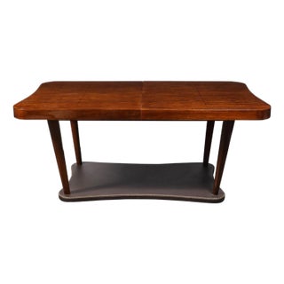 Art Deco Extendable Paldao Series Walnut & Leather Dining Table by Gilbert Rohde For Sale