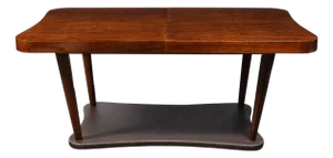 Art Deco Extendable Paldao Series Walnut & Leather Dining Table by Gilbert Rohde