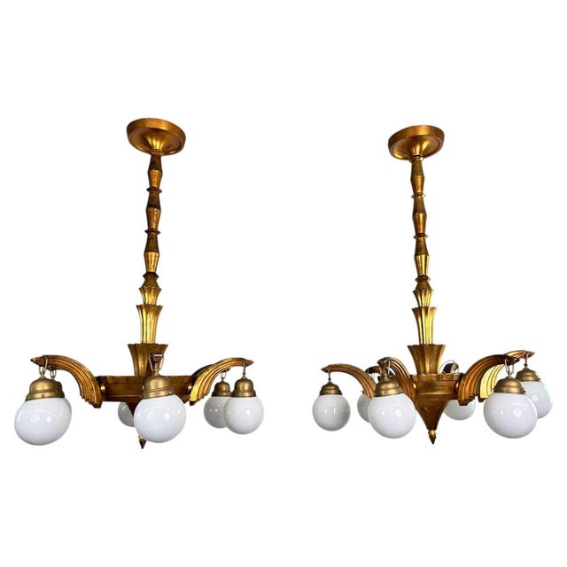 Large Art Deco Chandeliers in the style of Dagobert Peche, 1920s For Sale - Image 15 of 15