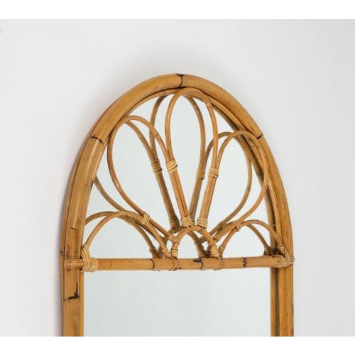Mid-Century Modern Arch Wall Mirror in Bamboo and Rattan, 1970s For Sale - Image 4 of 9