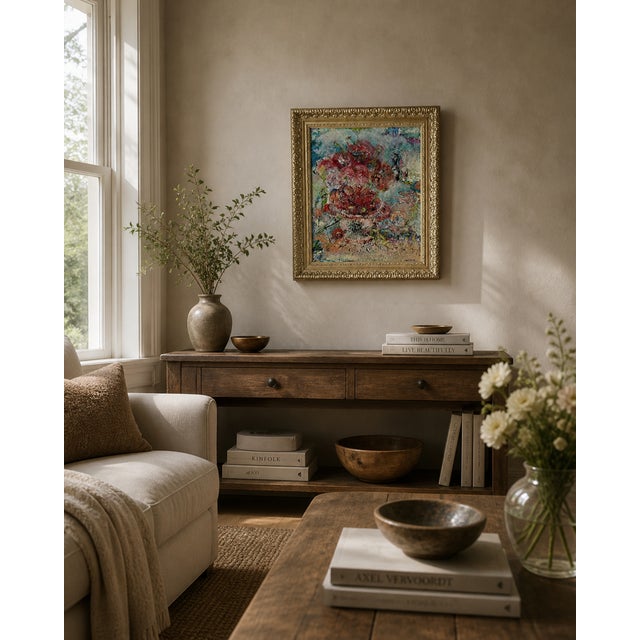 "Cherry Bomb", Original Oil Painting, Abstract Expressionism, by Van Ness 26"x30"x2", platinum wood frame, painted...