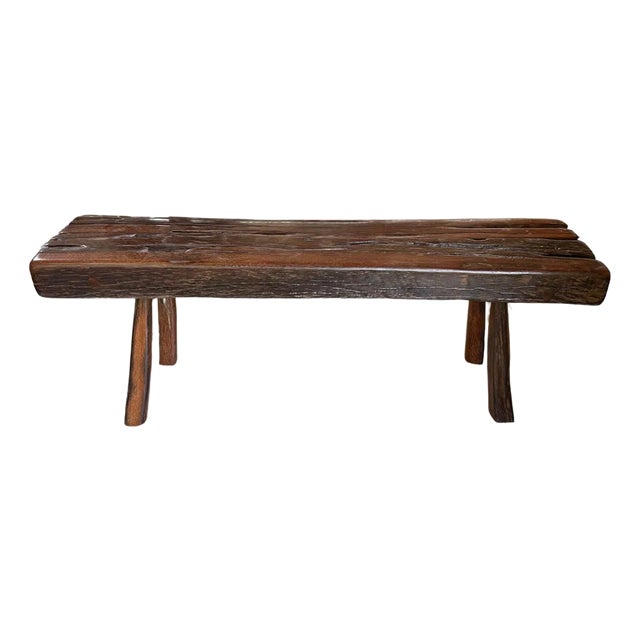 Sculptural Ironwood Bench Wood Textures, Modern Organic For Sale