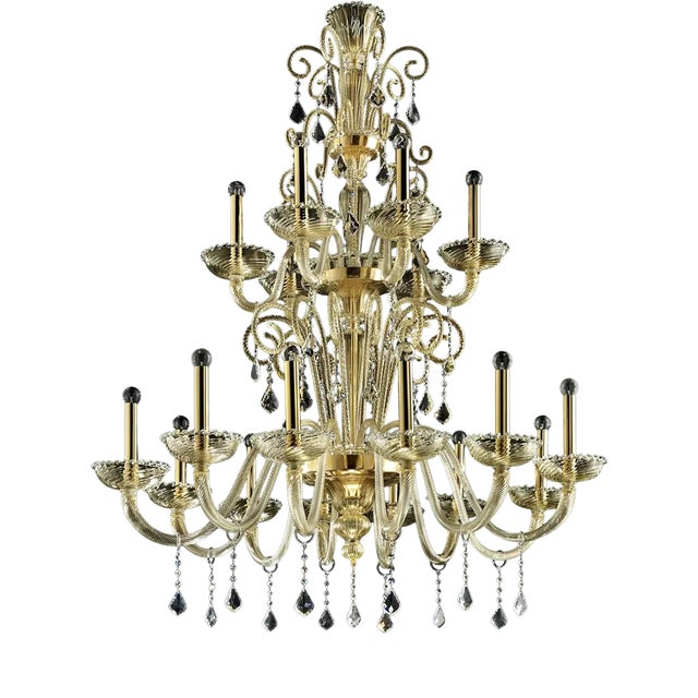 Imperial Gold Curls Murano Glass Venetian Chandelier by Simoeng For Sale