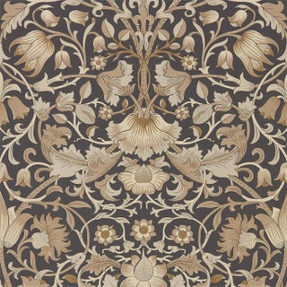 Morris & Co Pure Lodden Wallpaper in Charcoal/Gold For Sale