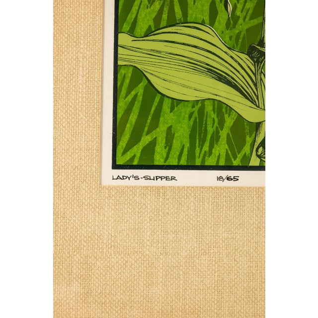 Mid-Century Modern Boho Chic 18/65 Framed & Signed Lithograph Print of a Lady's Slipper Orchid by John Cook, Usa, C. 1960s For Sale - Image 14 of 16