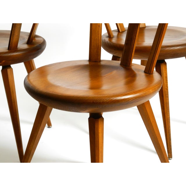 Brown Mid-Century Wood Sprouted Low Back Chairs, 1950s, Set of 5 For Sale - Image 8 of 18