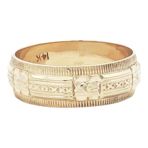Mid Century 6mm Wide Carved Wedding Ring, Size 6.5