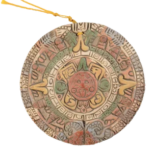 Vintage Mexican Authentic Reproduction Clay Aztec Calendar Wall Plaque