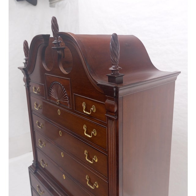 Mahagony 83" Tall 11 Drawers Finials Highboy Chest Dresser Chippendale MINT For Sale - Image 15 of 16