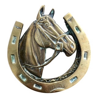 Solid Brass Horse Motif Door Knocker With Equestrian Designs For Sale