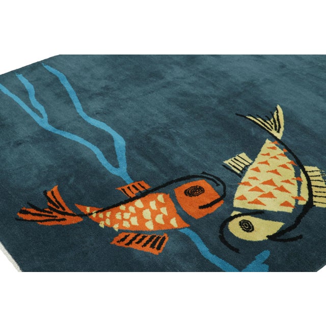 Made with hand-knotted wool circa 1960-1970, this 7x10 vintage rug from Turkey is believed to be the work of mid-century...