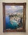 Original signed oil on canvas seaside scape in rich browns blues reds lush florals in foreground signed bottom right by...