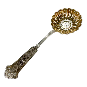 Antique George Sharp Arabesque Pattern Sterling Silver Sugar Sifter