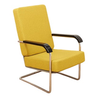 Armchair in Chrome-Plated Tubular Steel by Werner Max Moser, 1930s For Sale