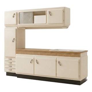 Mid-Century Kitchenette in Glass and Wood For Sale