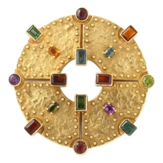 18 Kt. Gold Pendant Brooch by Ed Weiner Vintage 70s' For Sale