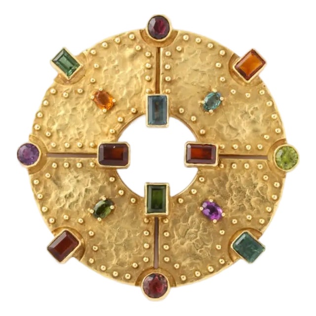 18 Kt. Gold Pendant Brooch by Ed Weiner Vintage 70s' For Sale