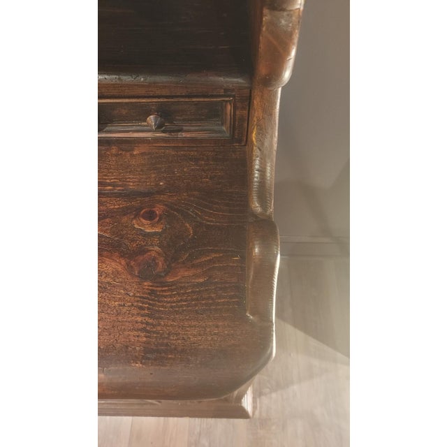 18th-Century Swiss Alpine Two-Piece Oak Hutch — Hand-Crafted by Artisan Farmers, Winter Workshop Piece For Sale - Image 15 of 16