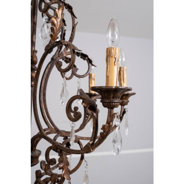 Venetian Style 6 Light Metal Frame Hanging Chandelier For Sale - Image 11 of 14