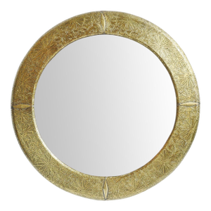 Vintage Brass Work Round Mirror