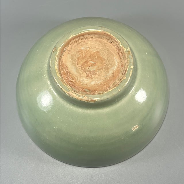 China Vintage‑Style Celadon Bowl With Inner Carved Decoration For Sale - Image 6 of 6