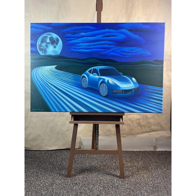 Marta Rynkiewicz, Moonline: Light and Gravity (Porsche 911), Acrylic on Canvas, 2025 For Sale - Image 6 of 7