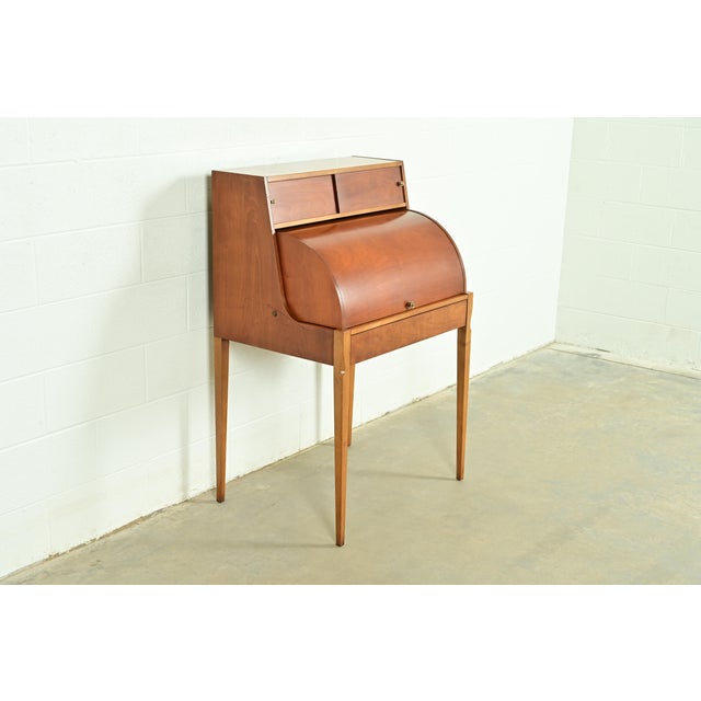 John Van Koert for Drexel Mid-Century Modern Sculpted Cherry Wood Roll Top Desk, 1959 For Sale - Image 18 of 18