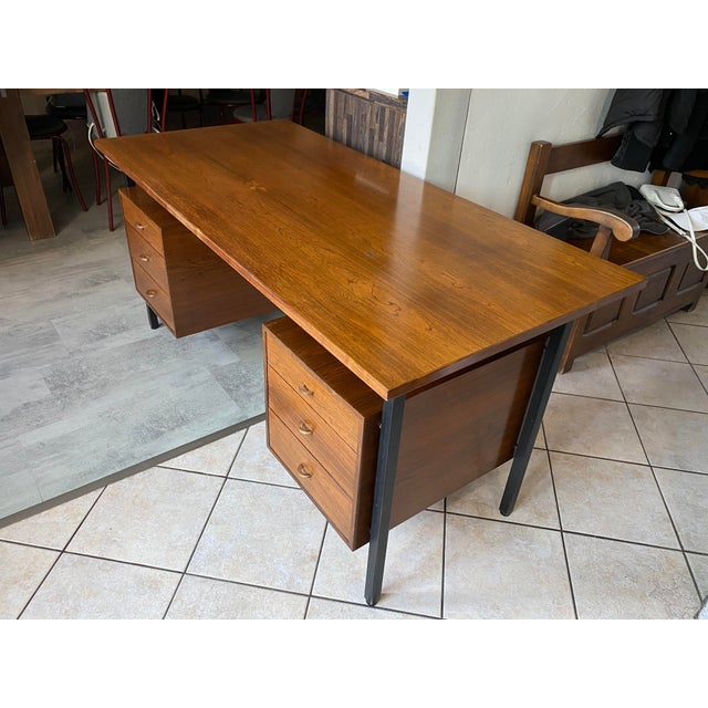 Vintage Scandinavian-Style Executive Desk in Rosewood and Metal, 1960s For Sale - Image 13 of 18