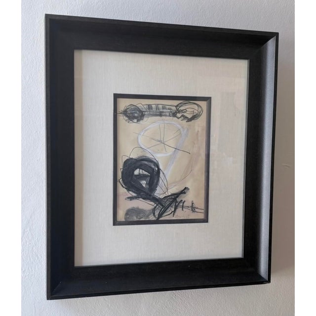 Black & White Abstract Ink Drawing on Paper by Manfred Hebenstreit, 24” X 21” For Sale In Palm Springs - Image 6 of 11
