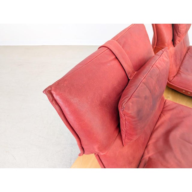Free Motion 2-Seater Sofa in Oak and Red Leather from Koinor For Sale - Image 12 of 18