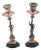 Silver Candlesticks with Deities and Plain Sconces with Octagonal Wooden Base, Set of 2 For Sale