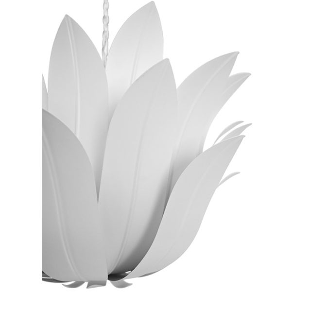 Contemporary Matthew Izzo Home Leander Matte White Leaf Blossom Chandelier For Sale - Image 3 of 6