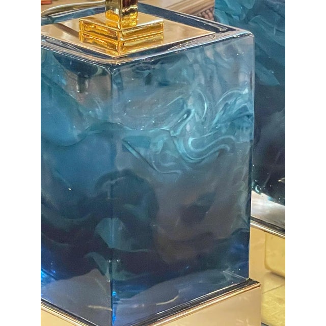 2000 - 2009 Pair of Murano Glass Block Lamps For Sale - Image 5 of 9