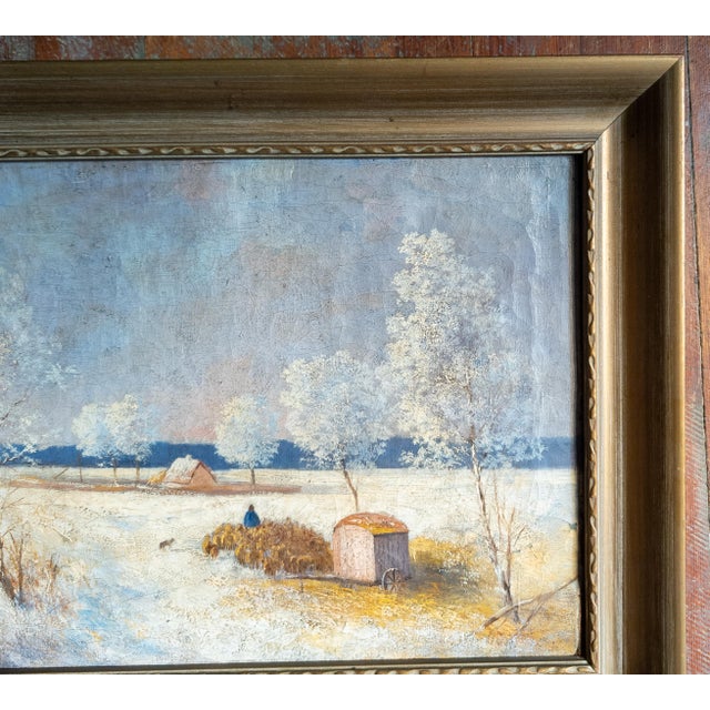 Wood Early 20th Century Hungarian Impressionist Winter Landscape, Paris 1901 For Sale - Image 7 of 13