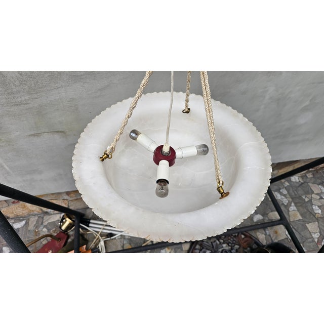 1920s Art Deco Alabaster Chandelier, 1920s For Sale - Image 5 of 8