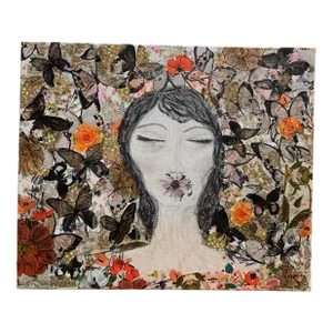 Mixed Medium Collage Portrait Painting on Canvas