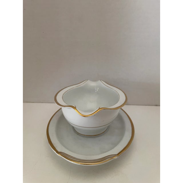 1930s Vintage Porcelain Heritage China Hand Painted Gravy Boat From Japan For Sale - Image 5 of 8